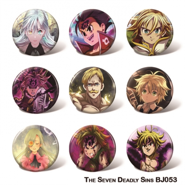 The Seven Deadly Sins Anime tin chest badge with a diameter of 58mm a set of 9