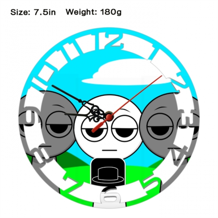 Sprunki Plush Anime print alarm clock wall clock personality clock packaging size 25X25X4cm