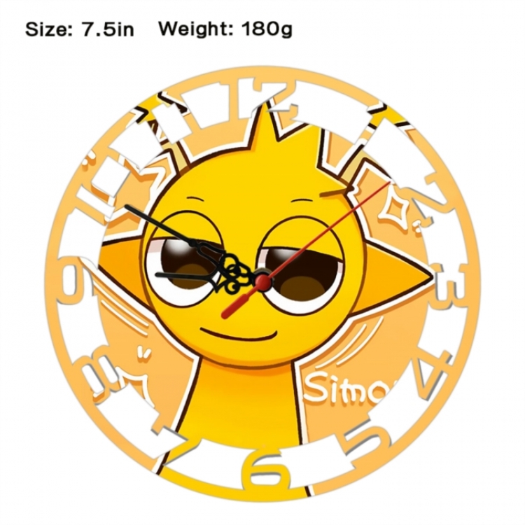 Sprunki Plush Anime print alarm clock wall clock personality clock packaging size 25X25X4cm