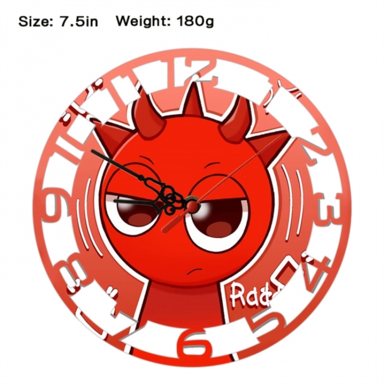 Sprunki Plush Anime print alarm clock wall clock personality clock packaging size 25X25X4cm