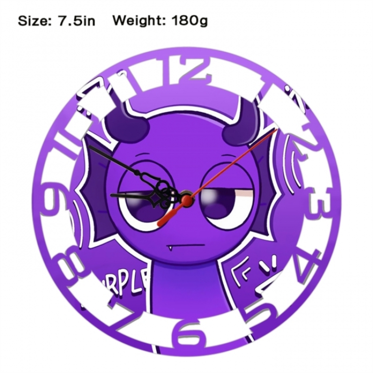 Sprunki Plush Anime print alarm clock wall clock personality clock packaging size 25X25X4cm