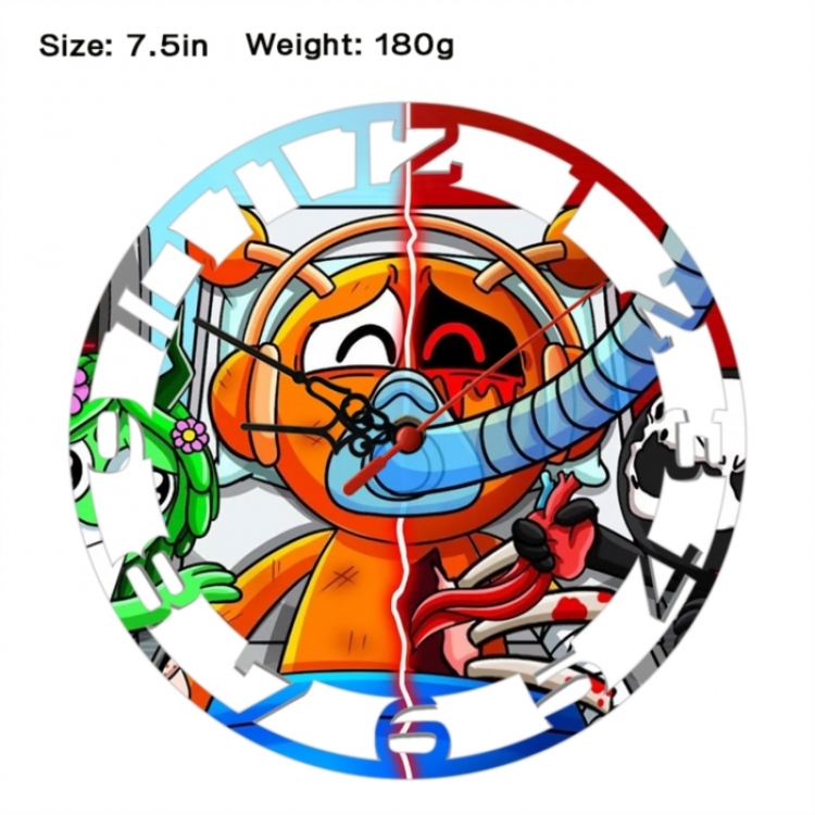 Sprunki Plush Anime print alarm clock wall clock personality clock packaging size 25X25X4cm