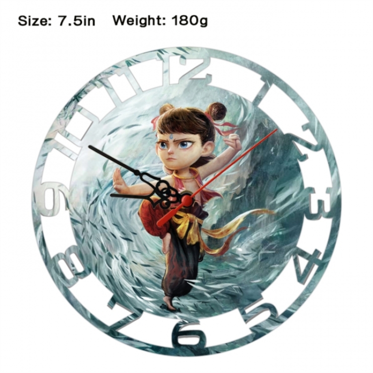 Nezha Anime print alarm clock wall clock personality clock packaging size 25X25X4cm