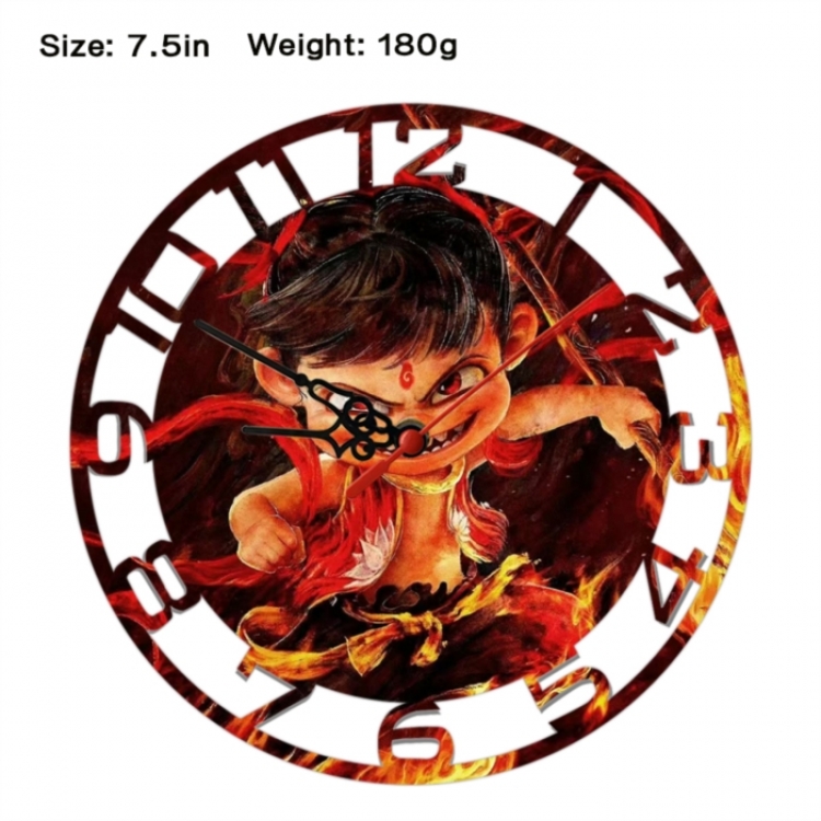 Nezha Anime print alarm clock wall clock personality clock packaging size 25X25X4cm