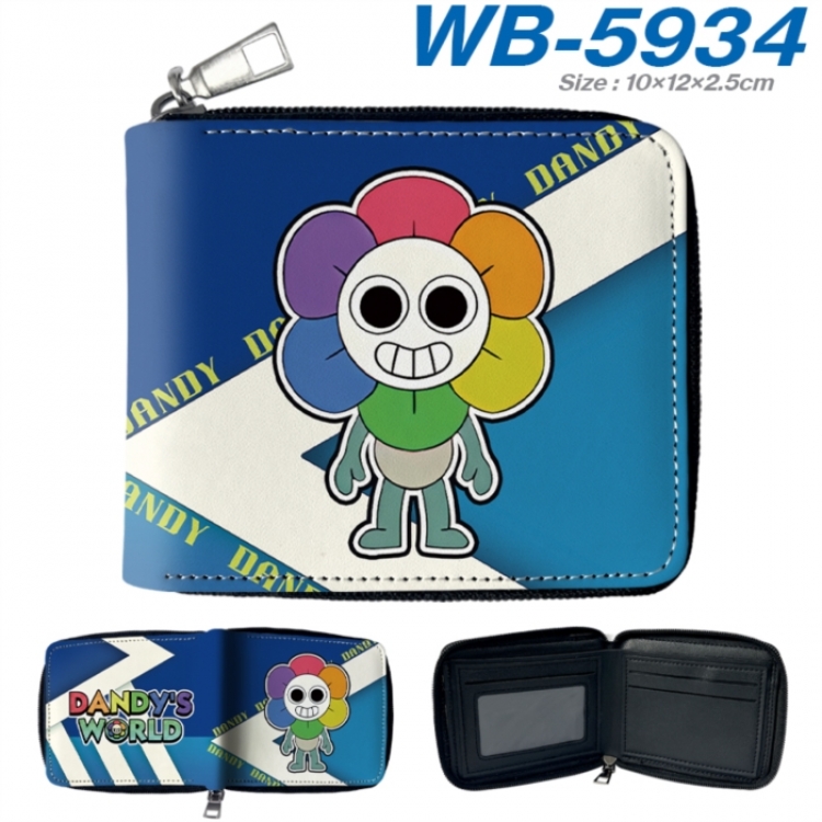 Dandy's World Anime color short full zip folding wallet 10x12x2.5cm