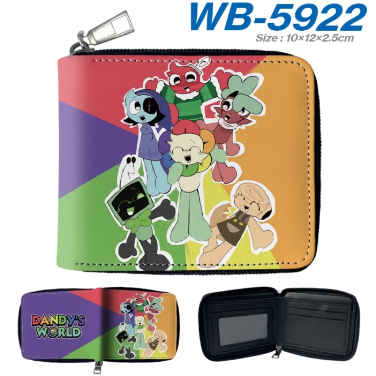 Dandy's World Anime color short full zip folding wallet 10x12x2.5cm