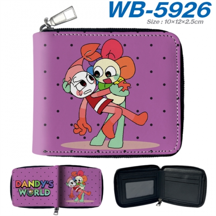 Dandy's World Anime color short full zip folding wallet 10x12x2.5cm