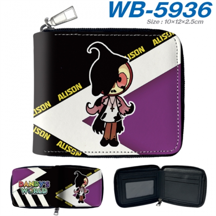 Dandy's World Anime color short full zip folding wallet 10x12x2.5cm