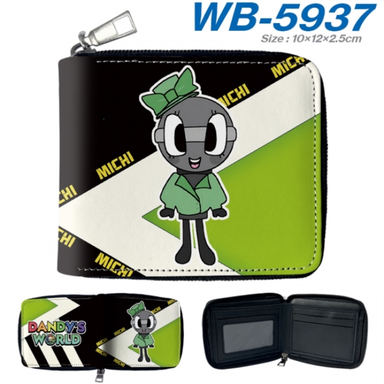 Dandy's World Anime color short full zip folding wallet 10x12x2.5cm