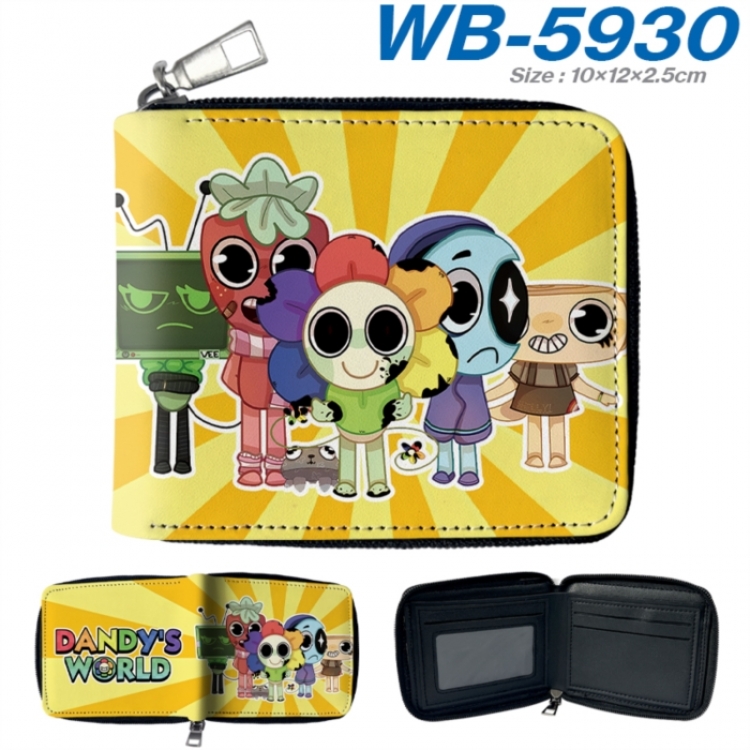Dandy's World Anime color short full zip folding wallet 10x12x2.5cm
