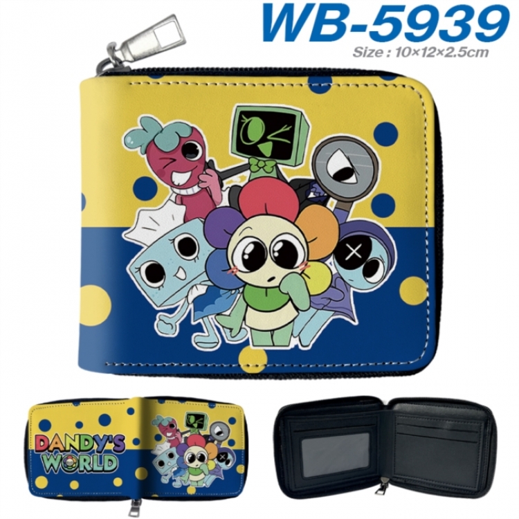 Dandy's World Anime color short full zip folding wallet 10x12x2.5cm