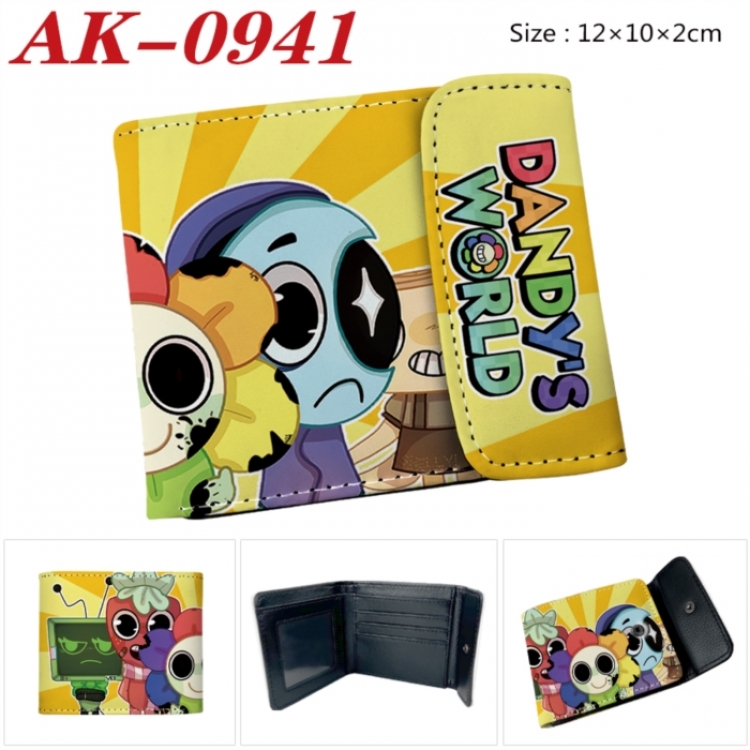 Dandy's World Anime PU leather full color buckle two fold wallet 12X10X2CM