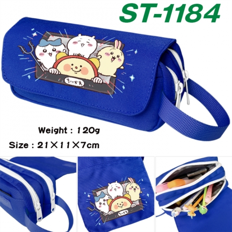 Chiikawa Anime waterproof canvas portable double-layer pencil bag cosmetic bag 21x11x7cm