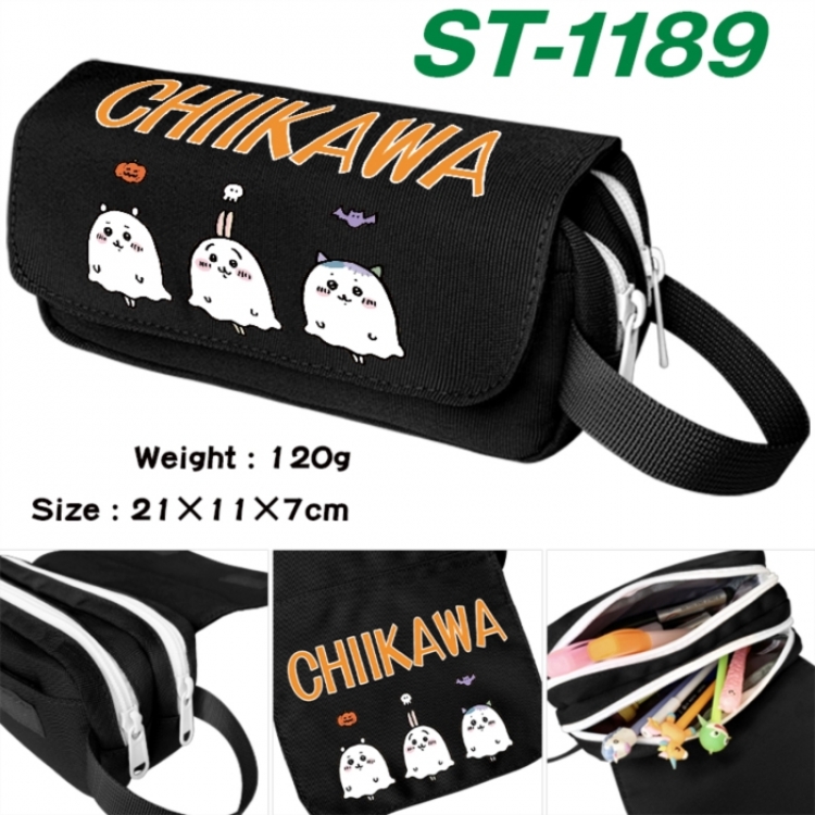 Chiikawa Anime waterproof canvas portable double-layer pencil bag cosmetic bag 21x11x7cm
