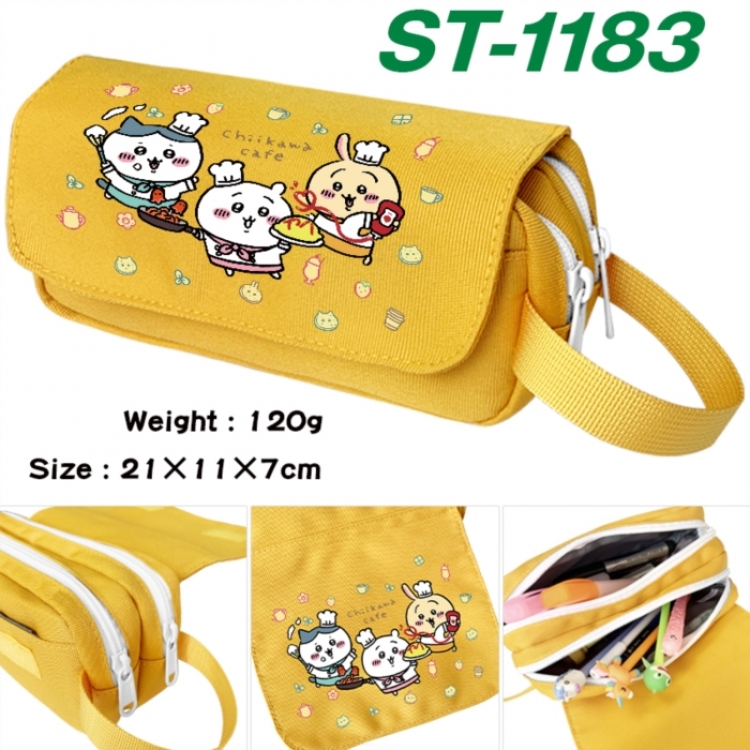 Chiikawa Anime waterproof canvas portable double-layer pencil bag cosmetic bag 21x11x7cm