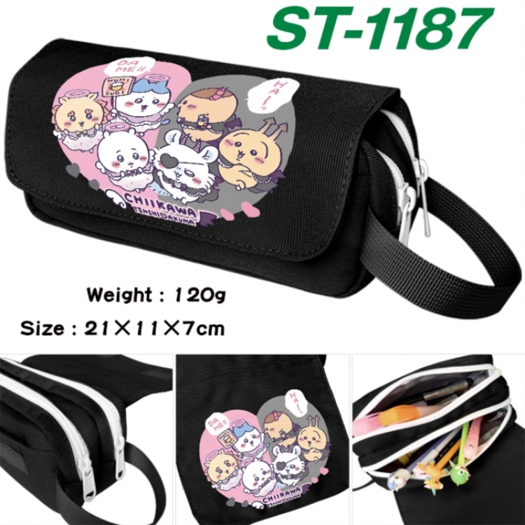 Chiikawa Anime waterproof canvas portable double-layer pencil bag cosmetic bag 21x11x7cm