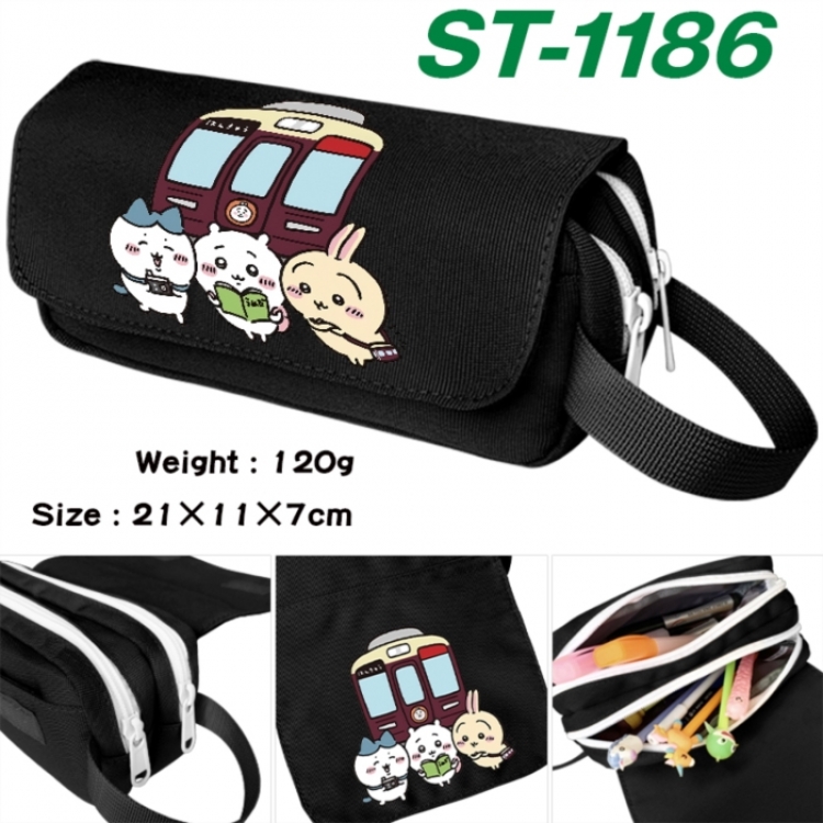 Chiikawa Anime waterproof canvas portable double-layer pencil bag cosmetic bag 21x11x7cm