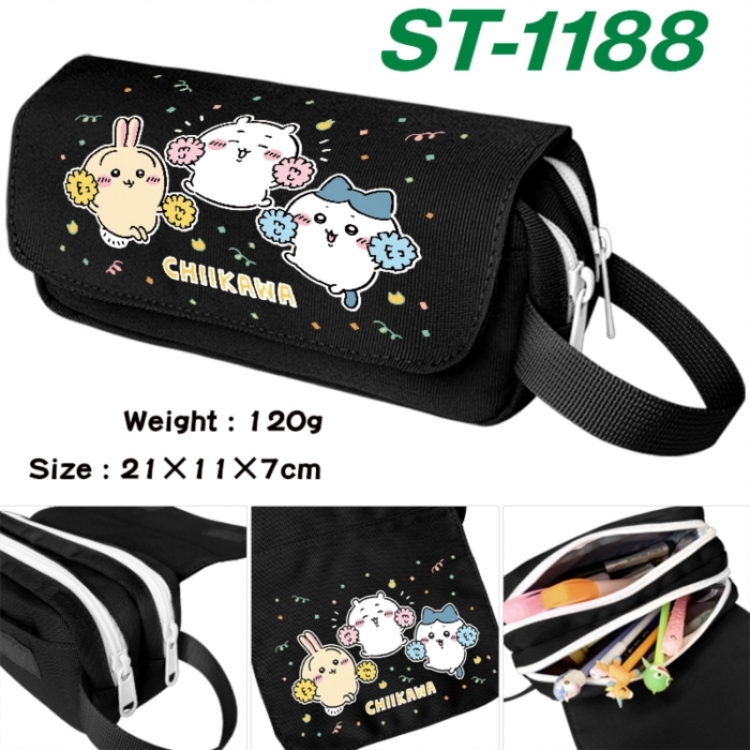 Chiikawa Anime waterproof canvas portable double-layer pencil bag cosmetic bag 21x11x7cm