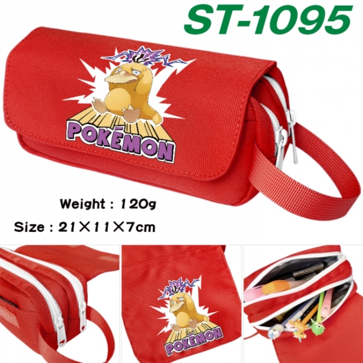Pokemon Anime waterproof canvas portable double-layer pencil bag cosmetic bag 21x11x7cm