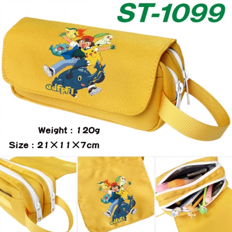 Pokemon Anime waterproof canvas portable double-layer pencil bag cosmetic bag 21x11x7cm