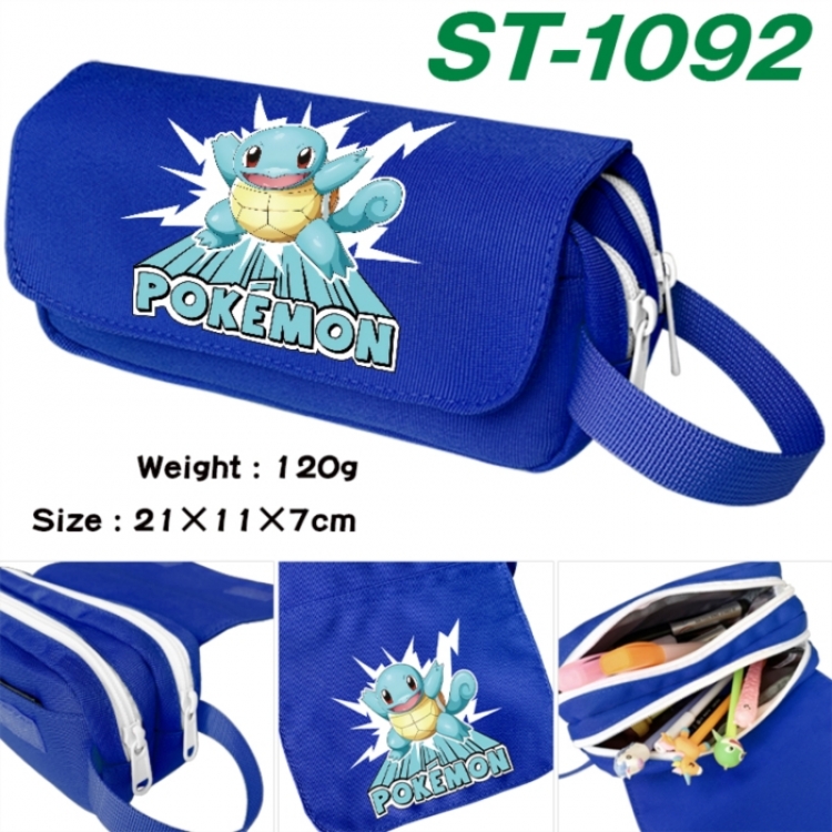Pokemon Anime waterproof canvas portable double-layer pencil bag cosmetic bag 21x11x7cm