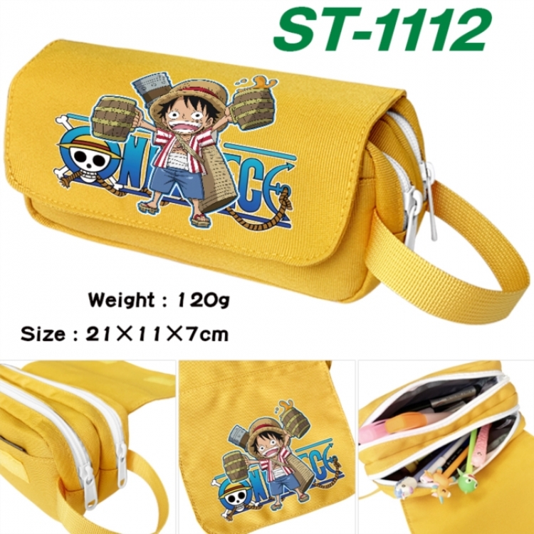 One Piece Anime waterproof canvas portable double-layer pencil bag cosmetic bag 21x11x7cm
