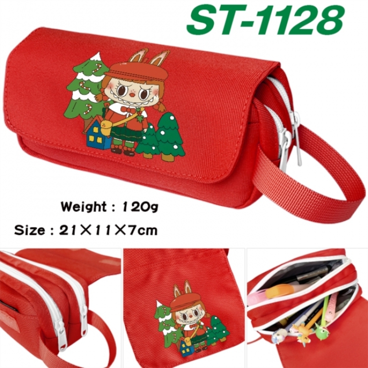 LABUBU Anime waterproof canvas portable double-layer pencil bag cosmetic bag 21x11x7cm