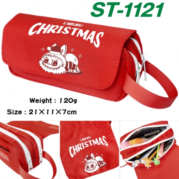 LABUBU Anime waterproof canvas portable double-layer pencil bag cosmetic bag 21x11x7cm