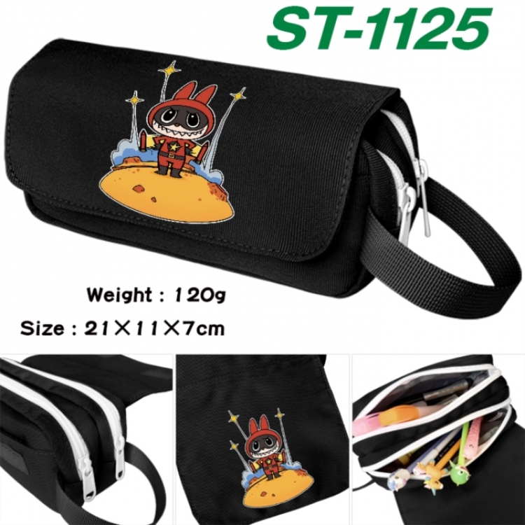 LABUBU Anime waterproof canvas portable double-layer pencil bag cosmetic bag 21x11x7cm