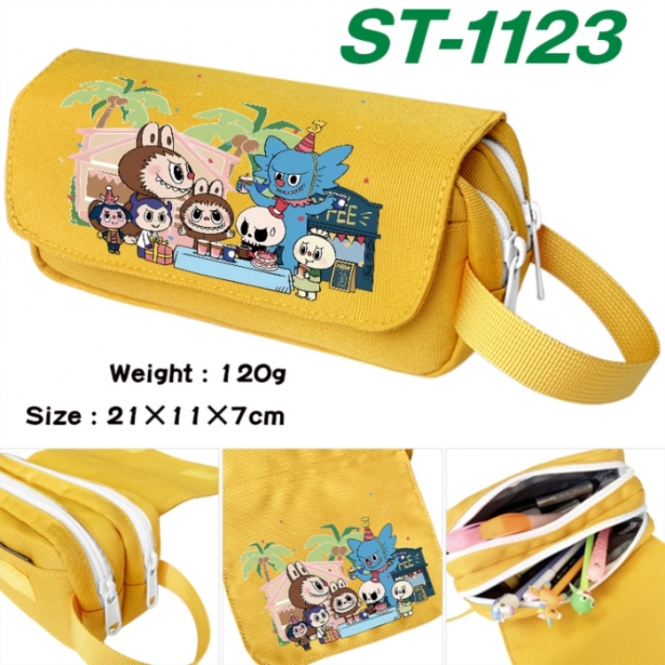 LABUBU Anime waterproof canvas portable double-layer pencil bag cosmetic bag 21x11x7cm