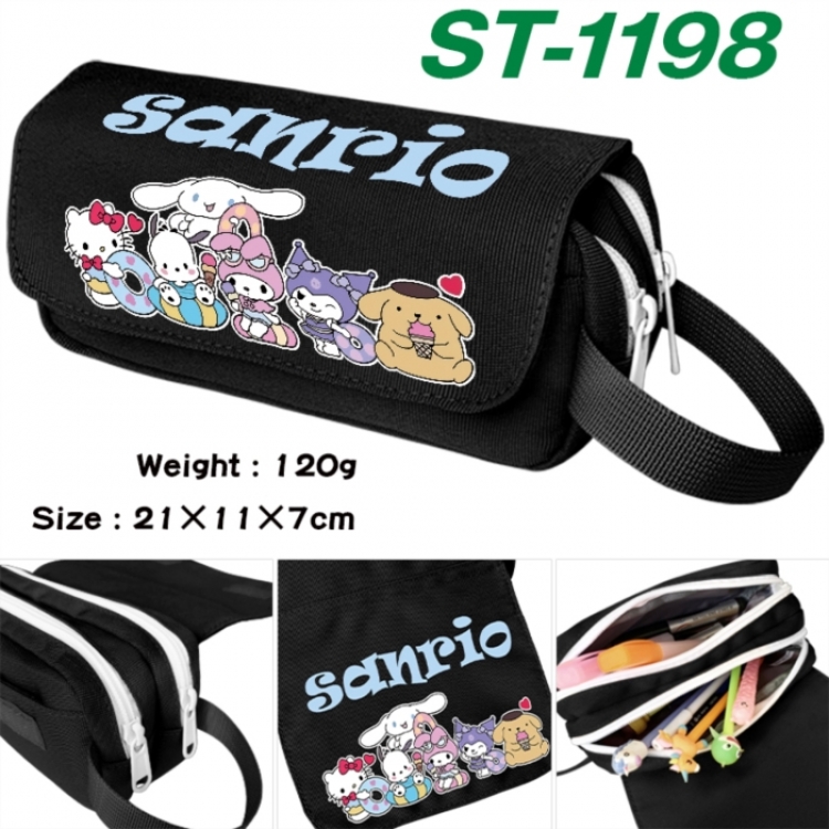 sanrio Anime waterproof canvas portable double-layer pencil bag cosmetic bag 21x11x7cm
