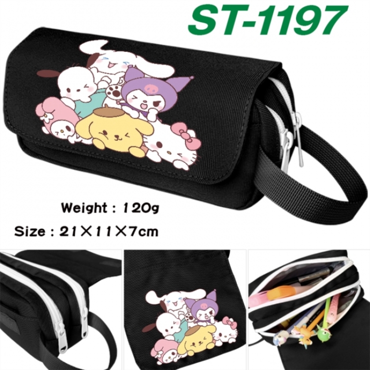 sanrio Anime waterproof canvas portable double-layer pencil bag cosmetic bag 21x11x7cm