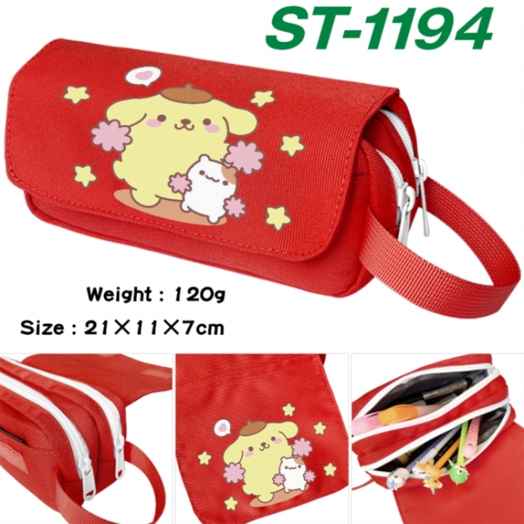 sanrio Anime waterproof canvas portable double-layer pencil bag cosmetic bag 21x11x7cm
