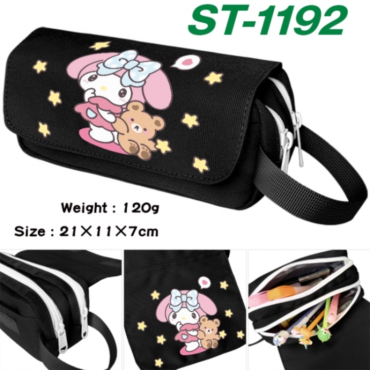 sanrio Anime waterproof canvas portable double-layer pencil bag cosmetic bag 21x11x7cm
