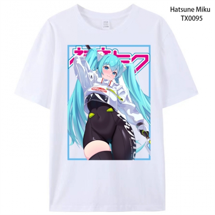 Hatsune Miku Anime peripheral printed pure cotton T-shirt from S to 4XL  TX0095-1