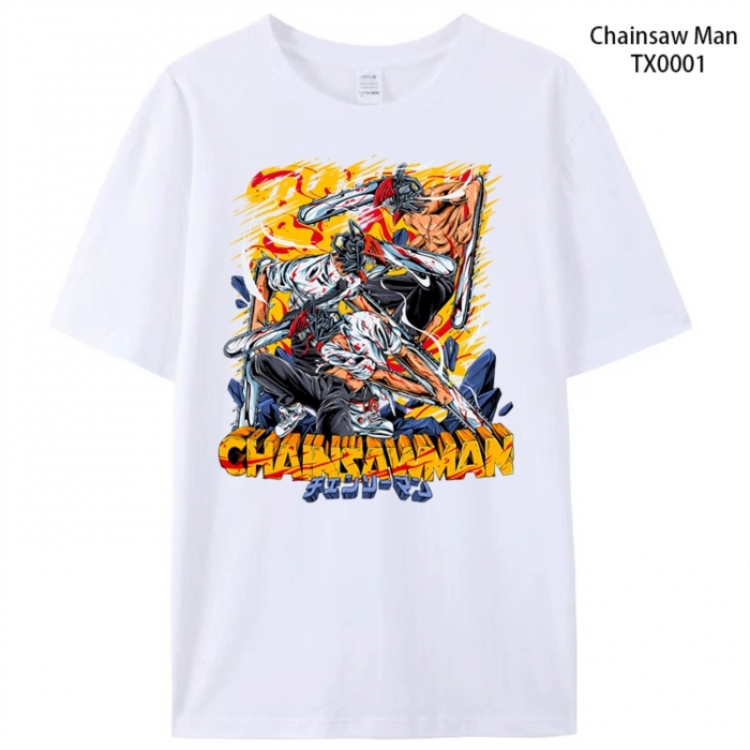 Chainsaw man Anime peripheral printed pure cotton T-shirt from S to 4XL TX0001-1