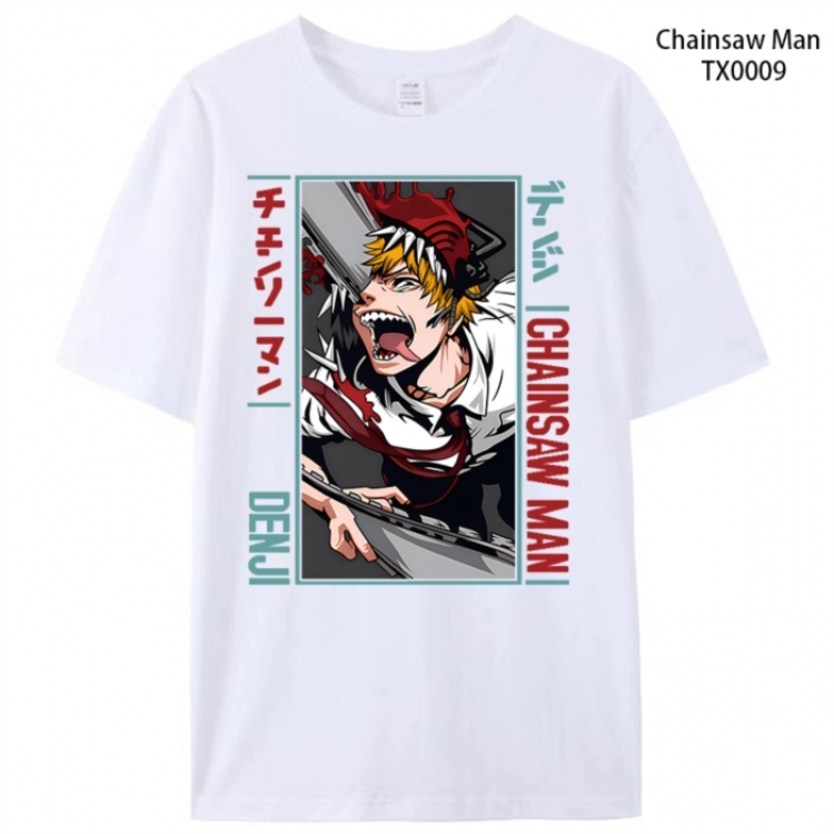 Chainsaw man Anime peripheral printed pure cotton T-shirt from S to 4XL  TX0009-1