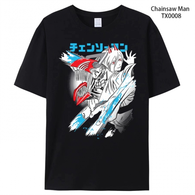 Chainsaw man Anime peripheral printed pure cotton T-shirt from S to 4XL  TX0008
