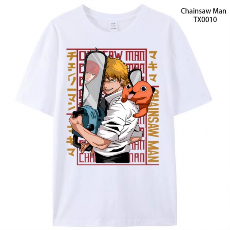 Chainsaw man Anime peripheral printed pure cotton T-shirt from S to 4XL TX0010-1