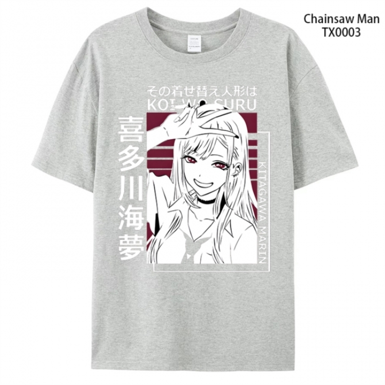 Chainsaw man Anime peripheral printed pure cotton T-shirt from S to 4XL  TX0003-2