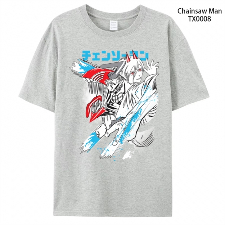 Chainsaw man Anime peripheral printed pure cotton T-shirt from S to 4XL  TX0008-2