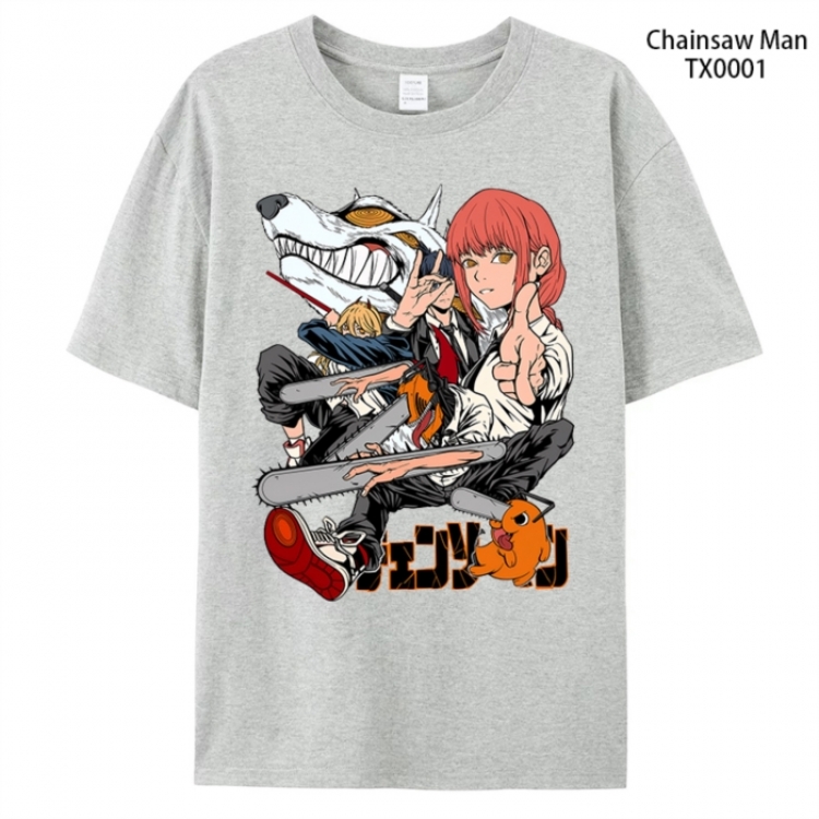 Chainsaw man Anime peripheral printed pure cotton T-shirt from S to 4XL  TX0002-2