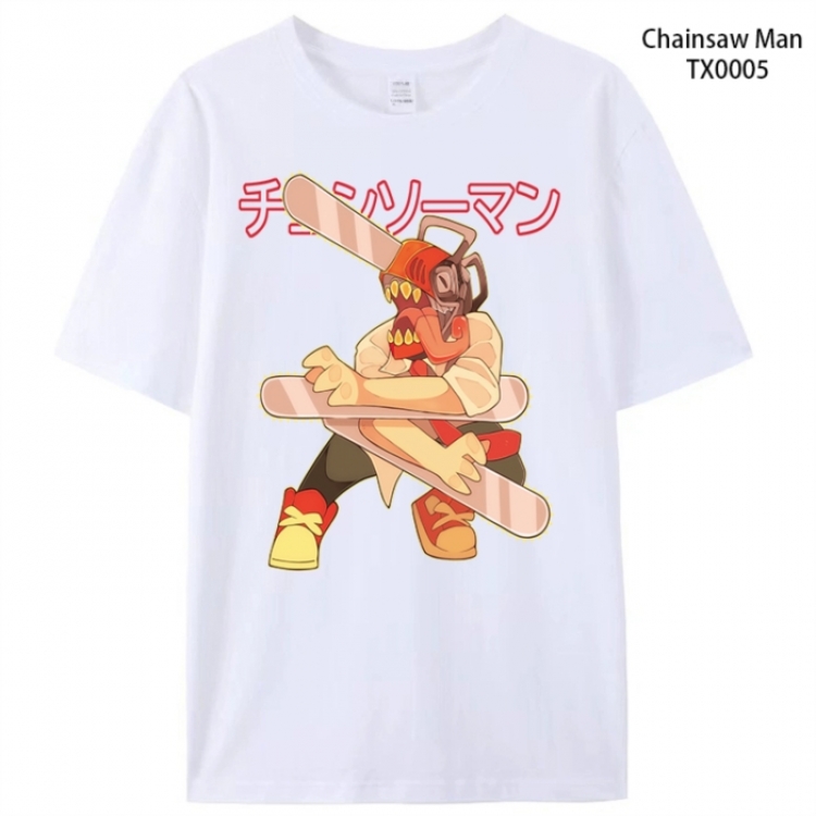 Chainsaw man Anime peripheral printed pure cotton T-shirt from S to 4XL  TX0005-1