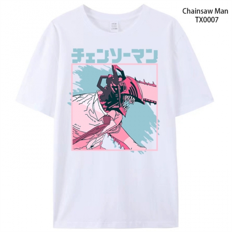 Chainsaw man Anime peripheral printed pure cotton T-shirt from S to 4XL TX0007-1