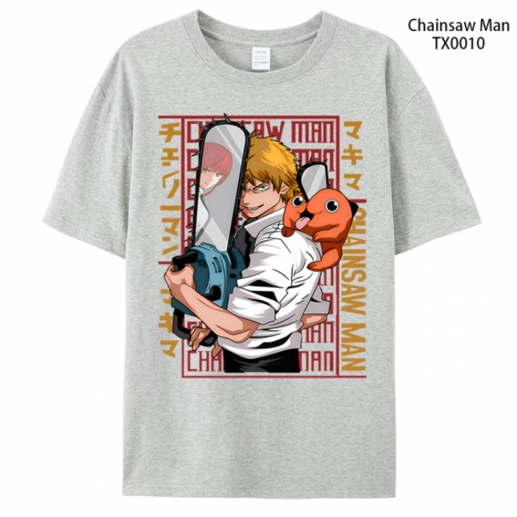 Chainsaw man Anime peripheral printed pure cotton T-shirt from S to 4XL  TX0010-2