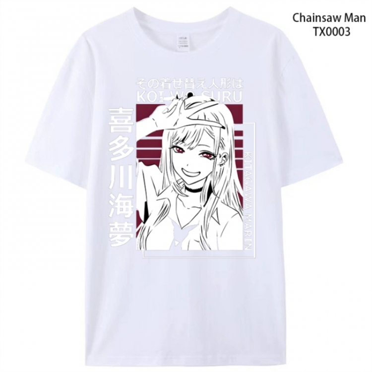 Chainsaw man Anime peripheral printed pure cotton T-shirt from S to 4XL  TX0003-1