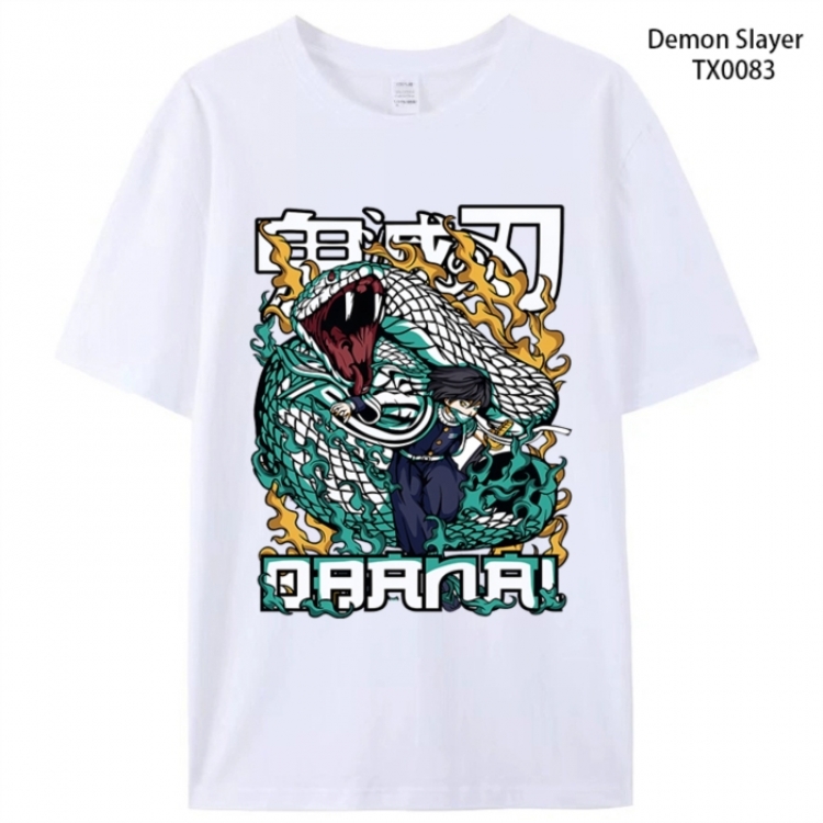 Demon Slayer Kimets Anime peripheral printed pure cotton T-shirt from S to 4XL