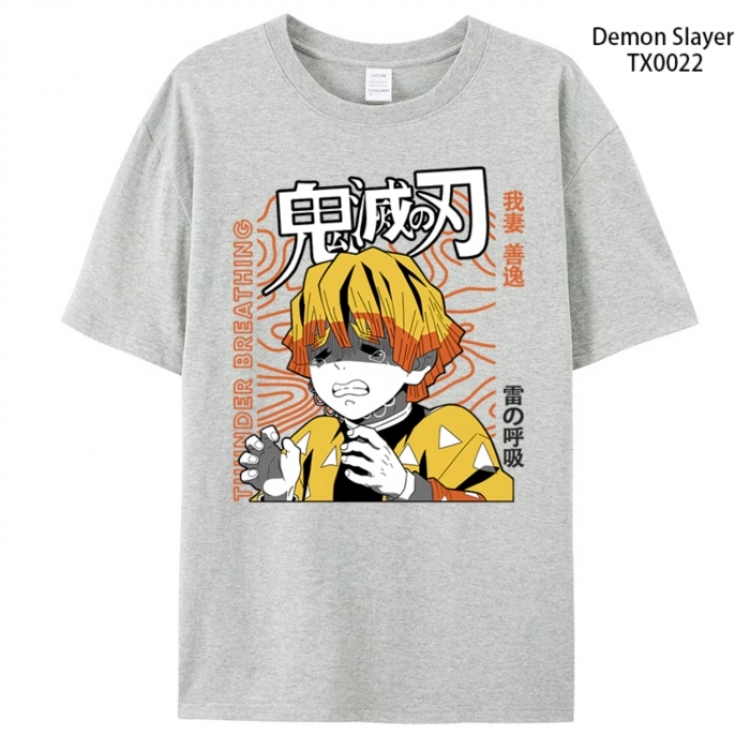 Demon Slayer Kimets Anime peripheral printed pure cotton T-shirt from S to 4XL
