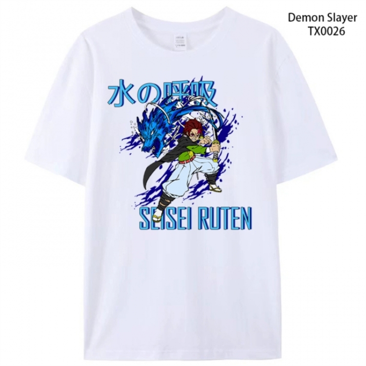 Demon Slayer Kimets Anime peripheral printed pure cotton T-shirt from S to 4XL X0026-1