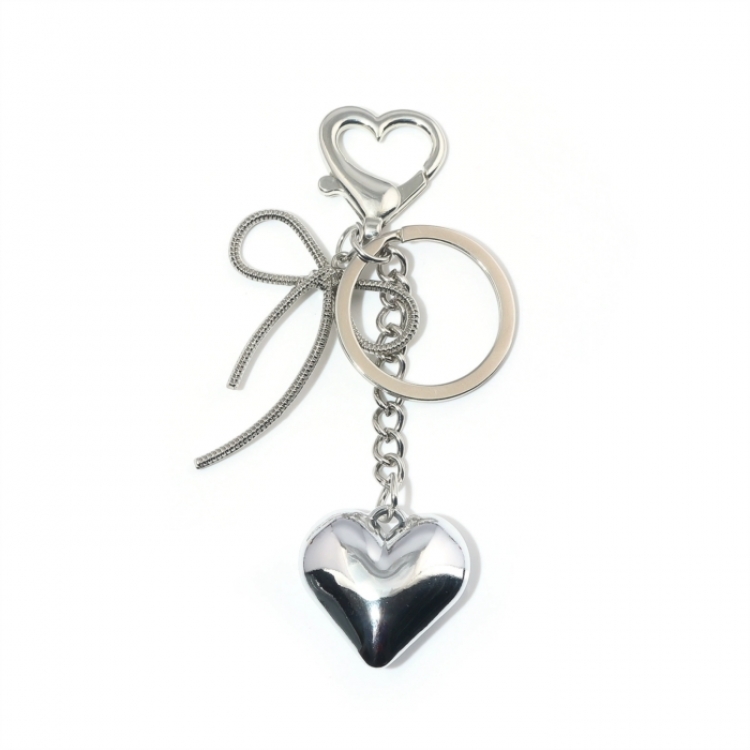 Irregular metal heart-shaped bag pendant keychain OPP packaging price for 5 pcs K00902-01